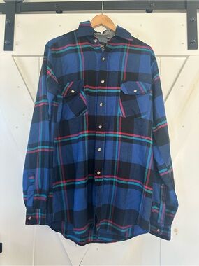 Timber Ridge Shirt Mens MT Blue Plaid Button Up Long Sleeve Workwear